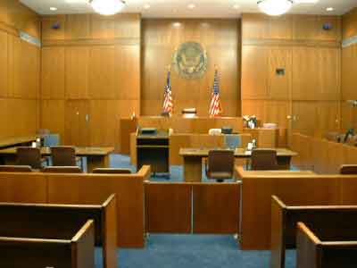 Interior of a federal courtroom